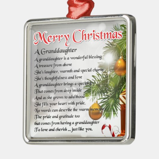 Kleindochter gedicht - kerstontwerp metalen ornament (Links)