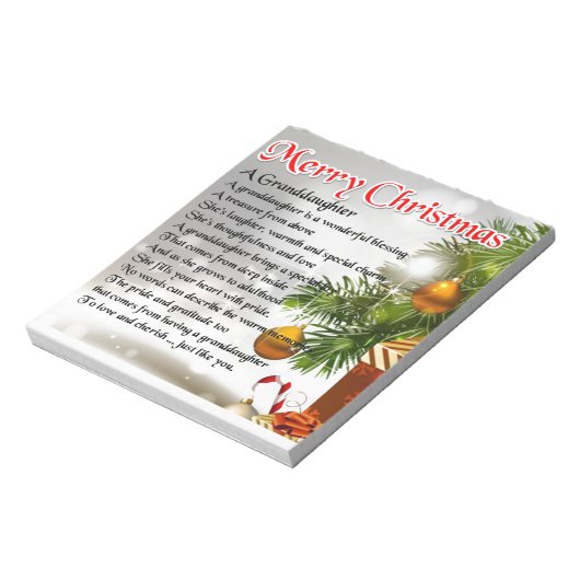 Kleindochter gedicht - kerstontwerp notitieblok (Linkerzijde)