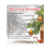Kleindochter gedicht - kerstontwerp notitieblok (Voorkant)