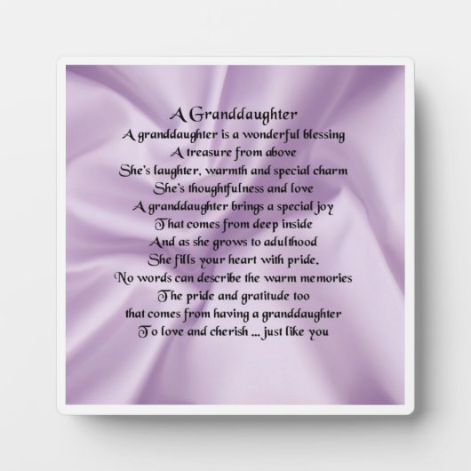 Kleindochter gedicht — Lila zijderijontwerp Fotoplaat (Voorkant)