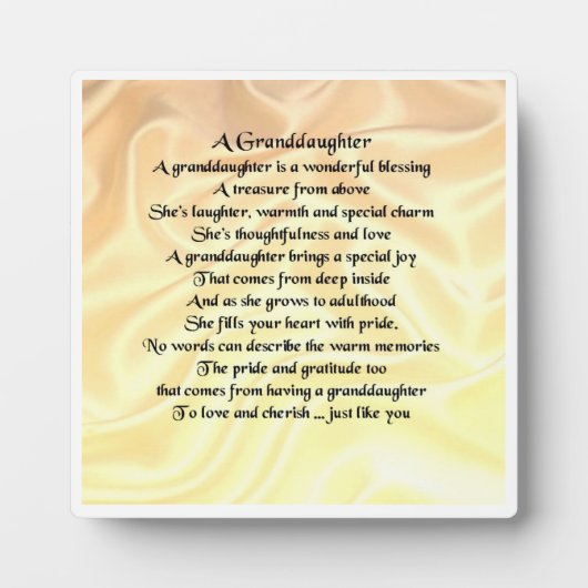 Kleindochter gedicht Plak - Cream Silk-ontwerp Fotoplaat (Voorkant)