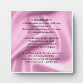 Kleindochter gedicht Plak - Roze zijderijontwerp Fotoplaat (Voorkant)
