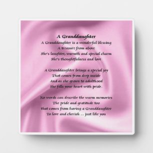Kleindochter gedicht Plak - Roze zijderijontwerp Fotoplaat