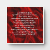 Kleindochter gedicht Plaque - ontwerp rode zijde Fotoplaat (Voorkant)