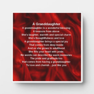 Kleindochter gedicht Plaque - ontwerp rode zijde Fotoplaat