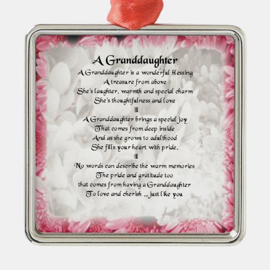 Kleindochter gedicht - Roze Floral Design Metalen Ornament (Voorkant)