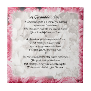 Kleindochter gedicht - Roze Floral Design Tegeltje
