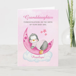 Kleindochter Gefeliciteerd Een Baby Meisje Penguin Kaart