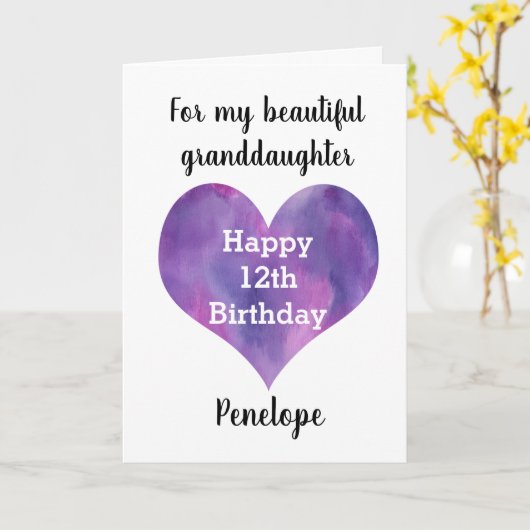 Kleindochter Gelukkige 12e Verjaardag Kaart (Gele Bloem)