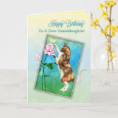 Kleindochter, Gelukkige Verjaardag met een speelse Kaart (Gele Bloem)