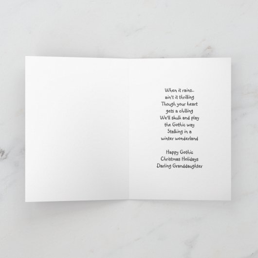 Kleindochter Gothic Christmas Kaart, H.I.P. en Re Feestdagen Kaart (Binnen)