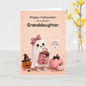 Kleindochter Halloween Cute Geest Kaart (Gele Bloem)