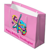 Kleindochter Happy Birthday Guitar, Hearts, Notes Large Cadeautasje (Voorkant Gekanteld)