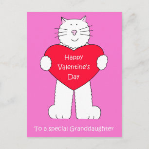 Kleindochter Happy Valentine's Day Cartoon Cat Feestdagenkaart