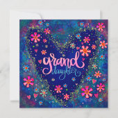 Kleindochter Hart Bloemen Valentijn kaart (Voorkant)