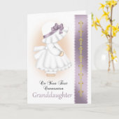 Kleindochter Heilige Communie Kaart met Klein Meis (Gele Bloem)