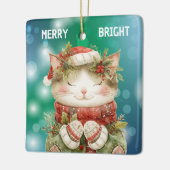 Kleindochter Holly Kitty Kat Kerstmis Keramisch Ornament (Links)