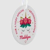Kleindochter Kerst Eenhoorn Gepersonaliseerd Ornament (voorkant)