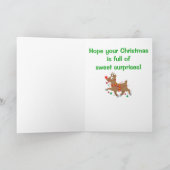 Kleindochter kerst met rendier met rode neus feestdagen kaart (Binnen)