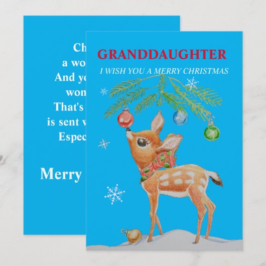 Kleindochter kerstfeestdag Kaart (Voorkant / Achterkant)