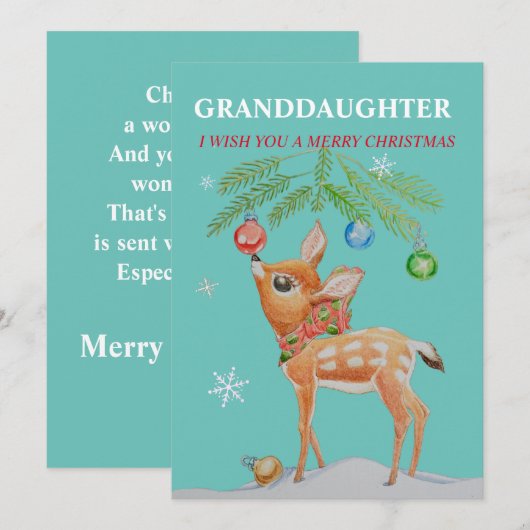 Kleindochter kerstfeestdag Kaart (Voorkant / Achterkant)