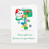 Kleindochter: Kerstkatje in brievenbus Feestdagen Kaart (Voorkant)