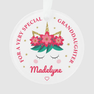 Kleindochter Kerstmis Unicorn - Gepersonaliseerd Ornament