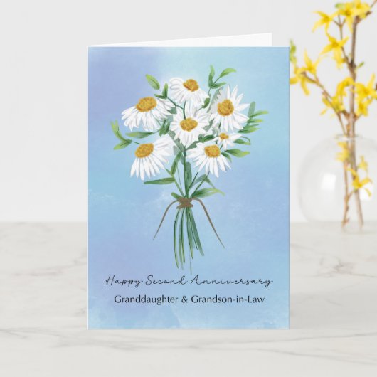 Kleindochter kleinzoon in de wet tweede Jubileum Kaart (Gele Bloem)