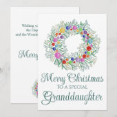 Kleindochter kleurrijke kerst krans feestdagenkaart (Voorkant / Achterkant)