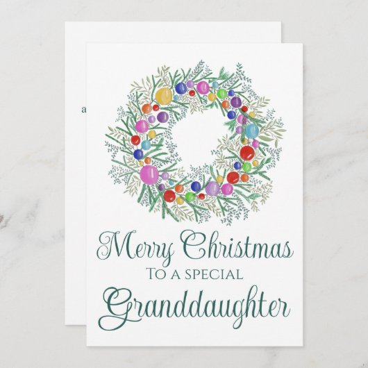 Kleindochter kleurrijke kerst krans feestdagenkaart (Voorkant / Achterkant)