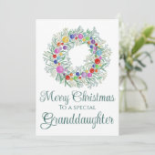 Kleindochter kleurrijke kerst krans feestdagenkaart (Staand voorkant)