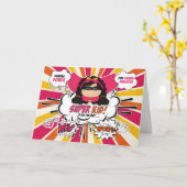 Kleindochter krijgt een roze superheld stripboek kaart (Gele Bloem)