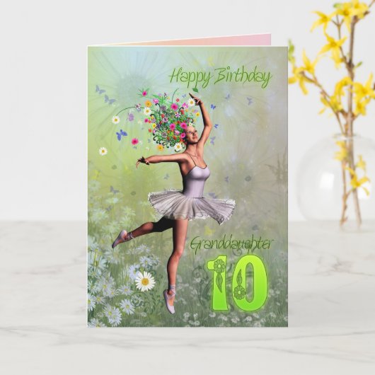 Kleindochter leeftijd 10, bloem fee verjaardagskaa kaart (Gele Bloem)