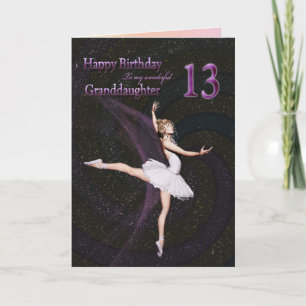Kleindochter leeftijd 13, een ballerina verjaardag kaart