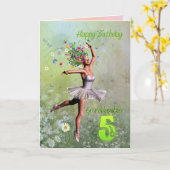 Kleindochter leeftijd 5, bloem fee verjaardagskaar kaart (Gele Bloem)