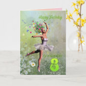 Kleindochter leeftijd 8, bloem fee verjaardagskaar kaart (Gele Bloem)