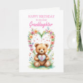 Kleindochter Leeftijd 9 Teddy Bear Kaart (Voorkant)