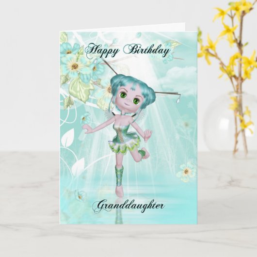 Kleindochter Leuke Feeënverjaardag wenskaart Kaart (Gele Bloem)
