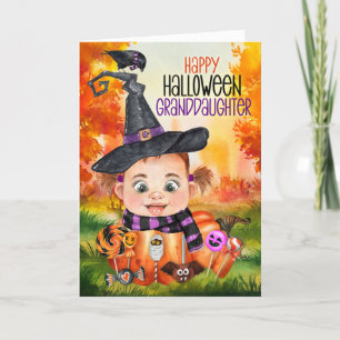 Kleindochter Little Witch Raven Halloween Pumpkin Feestdagen Kaart