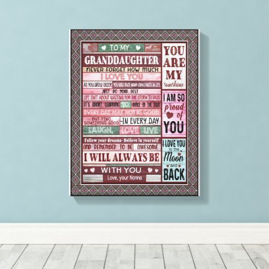 Kleindochter Lovers | Brief aan mijn kleindochter Canvas Afdruk (Insitu (Houten vloer))