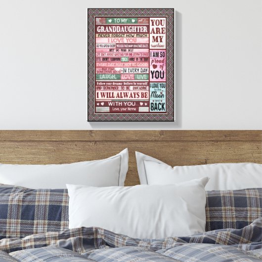 Kleindochter Lovers | Brief aan mijn kleindochter Canvas Afdruk (Insitu (Slaapkamer))