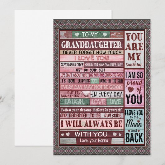 Kleindochter Lovers | Brief aan mijn kleindochter Feestdagenkaart (Voorkant / Achterkant)