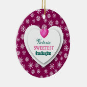 Kleindochter Maroon Snowflakes A12 Keramisch Ornament (Rechts)