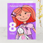 Kleindochter Meisje 8ste verjaardagskaart paarse Kaart (Gele Bloem)