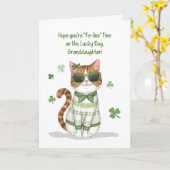 Kleindochter Meisje Kat Zonnebril St Patricks Day Kaart (Gele Bloem)