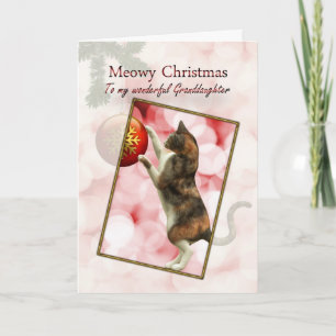 Kleindochter, Meowy Kerstmis Feestdagen Kaart