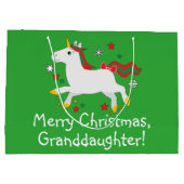 Kleindochter Merry Kerstmis met Cartoon Unicorn Large Cadeautasje (Achterkant)