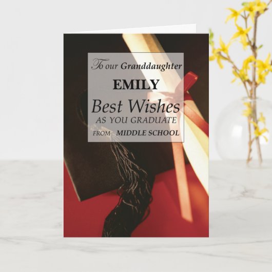 Kleindochter middelbare school Afstuderen aangepas Kaart (Gele Bloem)