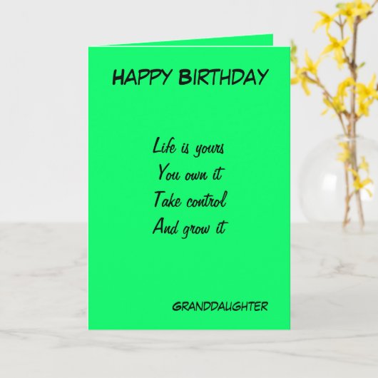 Kleindochter motivatie verjaardagswenskaarten kaart (Gele Bloem)