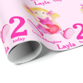 Kleindochter naam rag pop kunst 2e verjaardag cadeaupapier (Rol Hoek)